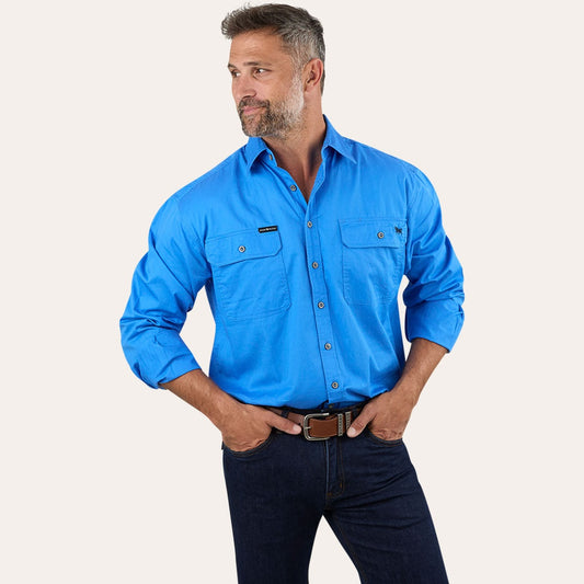 Ringers Western King River Full Button Work Shirt Blue - 171110001 | Blue Heeler Boots