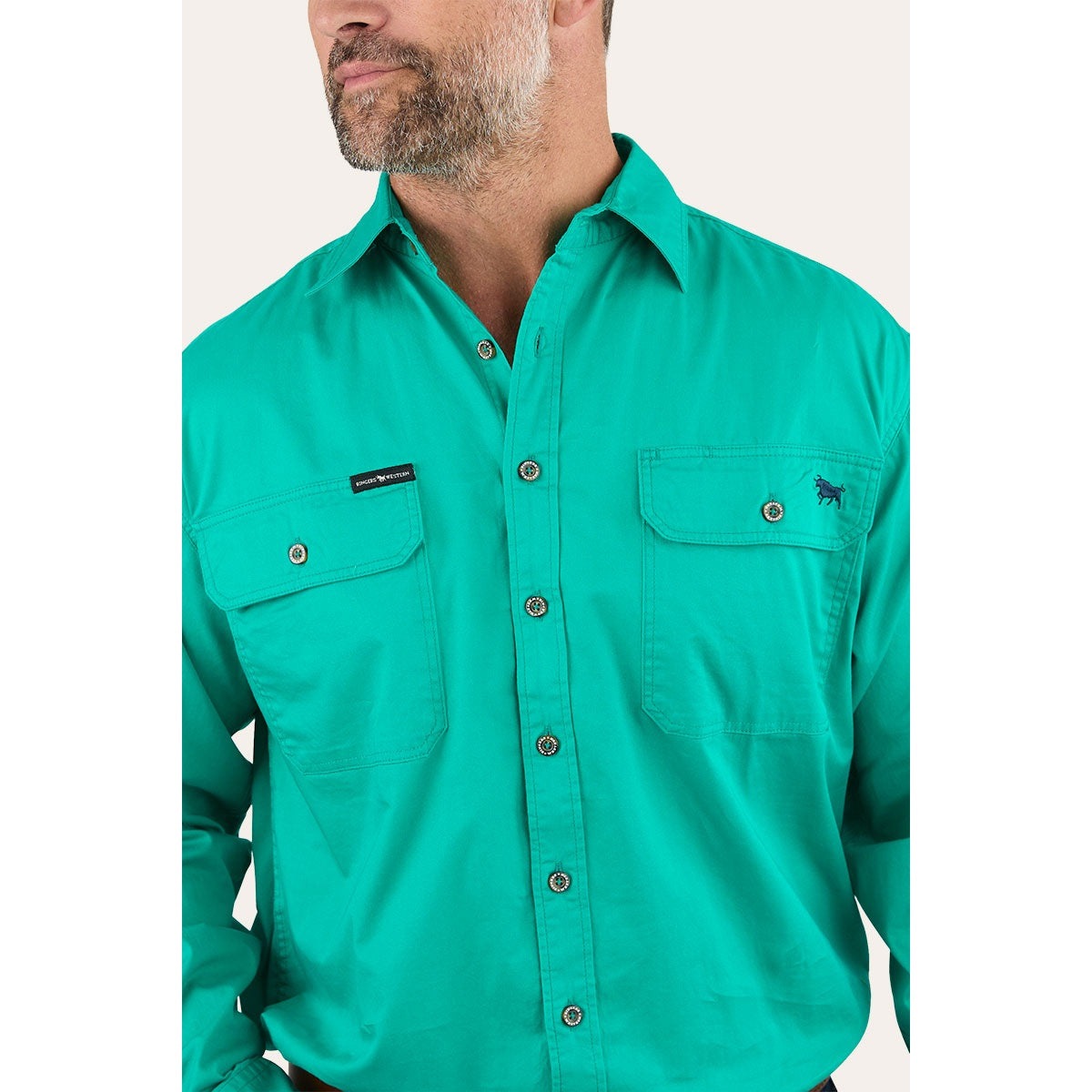 Ringers Western King River Full Button Work Shirt Green - 171110001 | Blue Heeler Boots