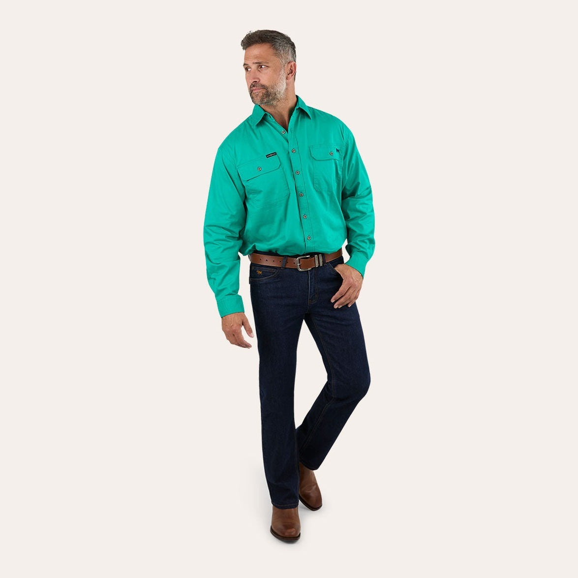 Ringers Western King River Full Button Work Shirt Green - 171110001 | Blue Heeler Boots