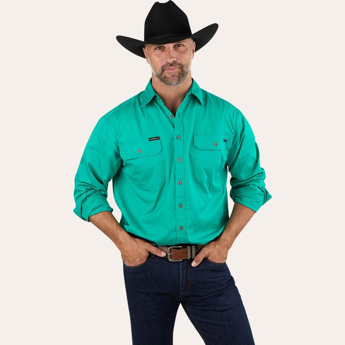 Ringers Western King River Full Button Work Shirt Green - 171110001 | Blue Heeler Boots