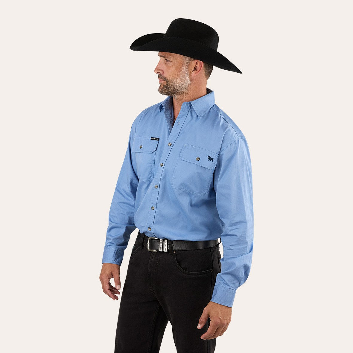 Ringers Western King River Full Button Work Shirt Denim Blue - 171110001 | Blue Heeler Boots