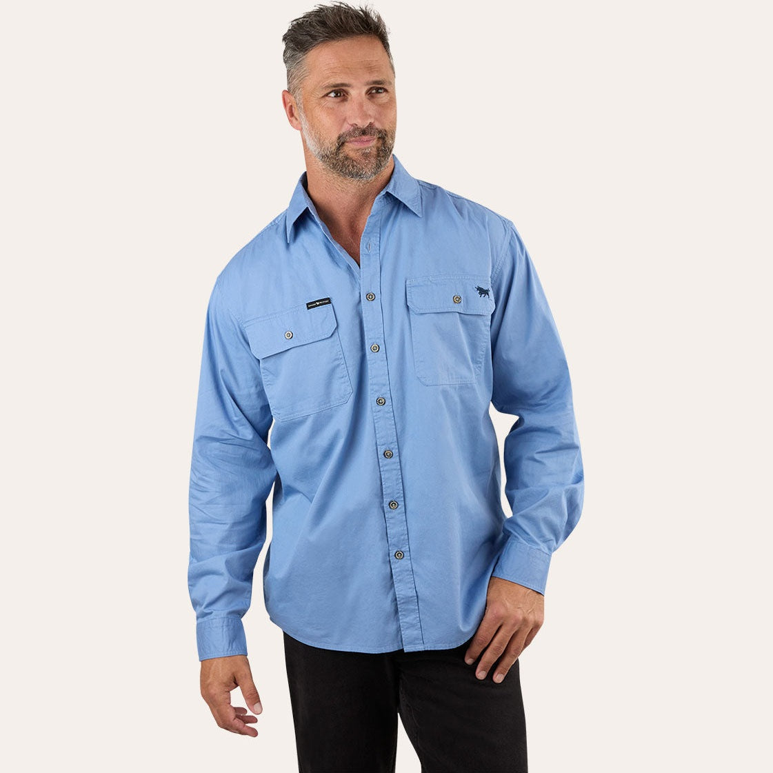 Ringers Western King River Full Button Work Shirt Denim Blue - 171110001 | Blue Heeler Boots