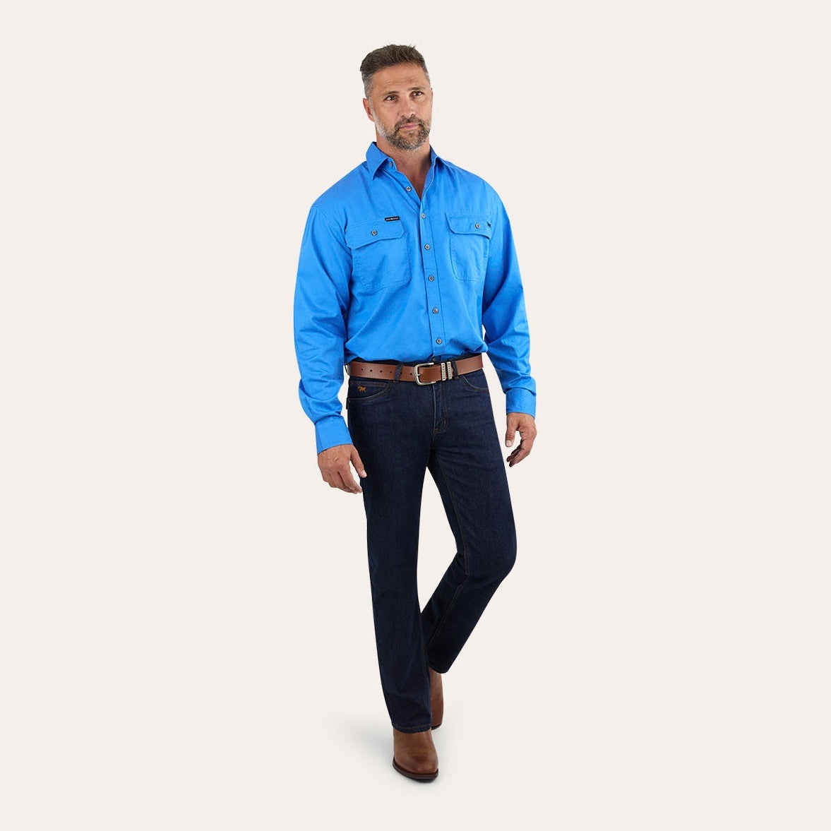 Ringers Western King River Full Button Work Shirt Blue - 171110001 | Blue Heeler Boots