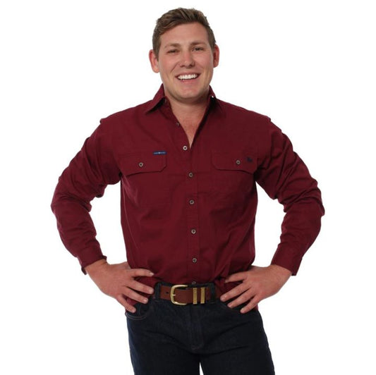 Ringers Western King River Full Button Work Shirt Burgundy - 171110001 | Blue Heeler Boots