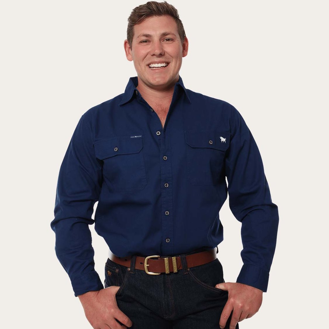 Ringers Western King River Full Button Work Shirt Navy - 171110001 | Blue Heeler Boots