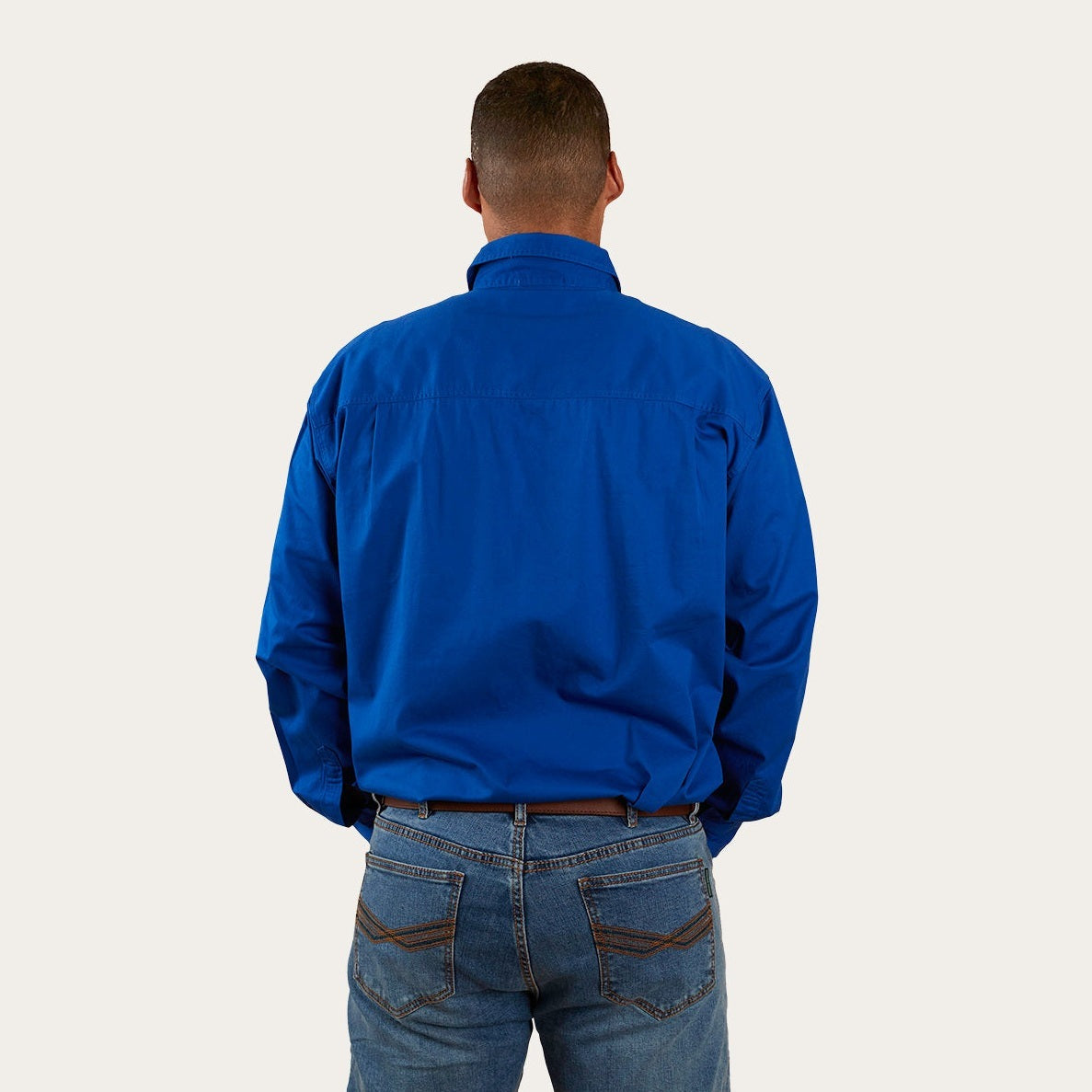 Ringers Western King River Mens Half Button Work Shirt Royal - 171110002 | Blue Heeler Boots