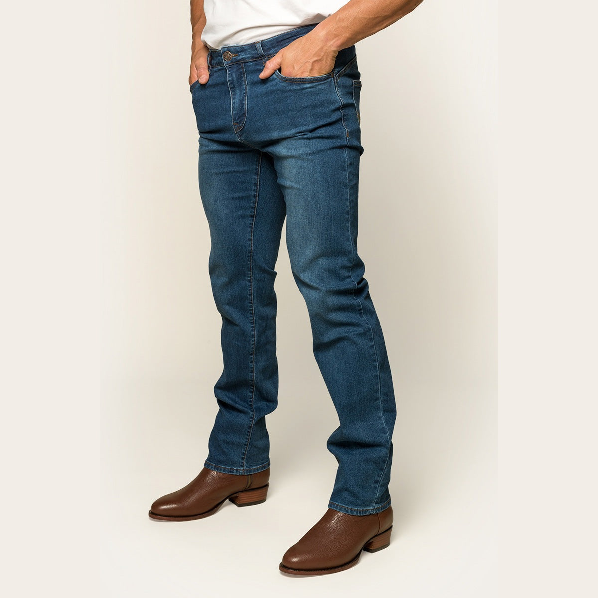 Ringers & Western Mitchell Mens Straight Leg Jeans Mid-Blue - 117108003 | Blue Heeler Boots