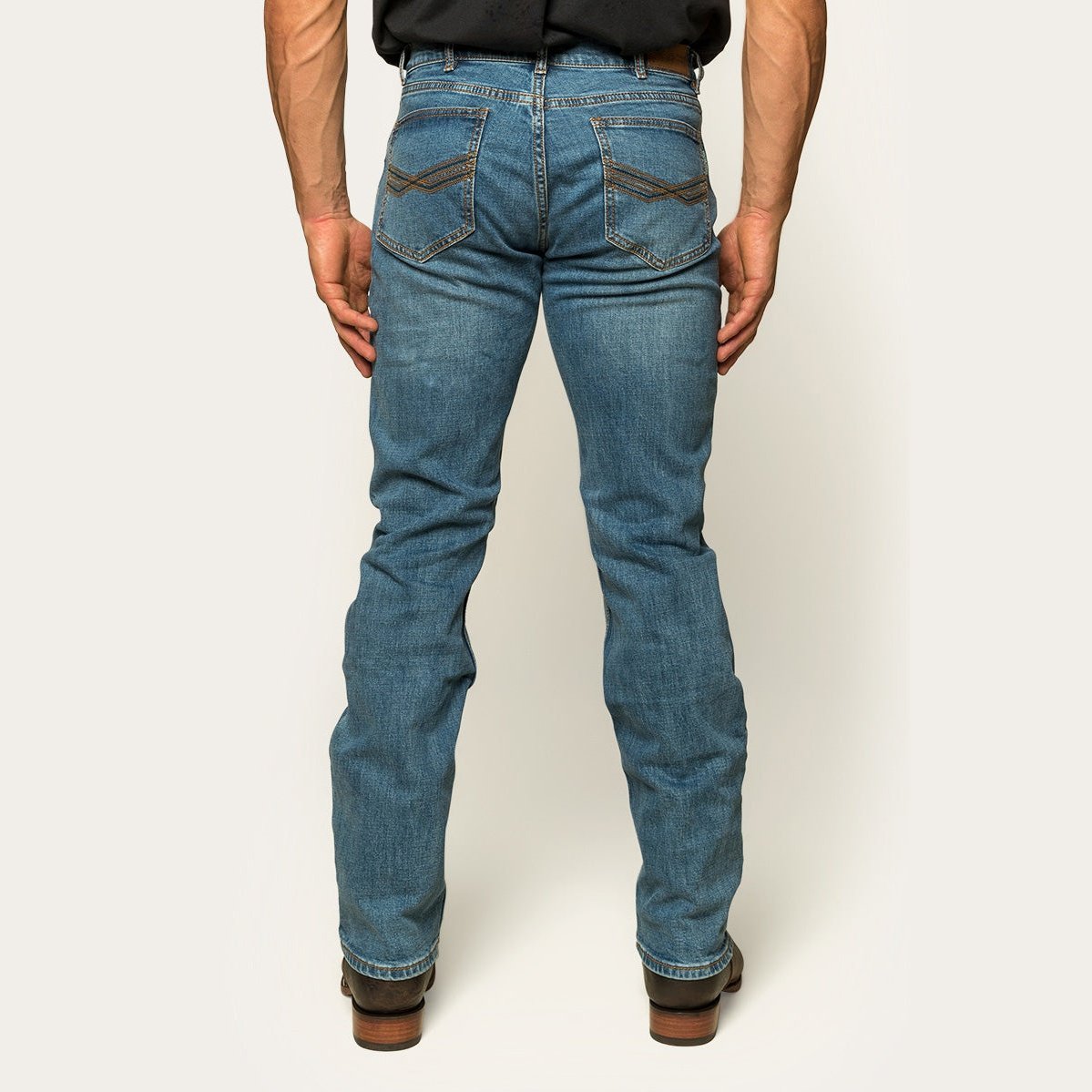 Ringers & Western Muster Mens Slim Straight Fit Mid Rise Jeans | Blue Heeler Boots