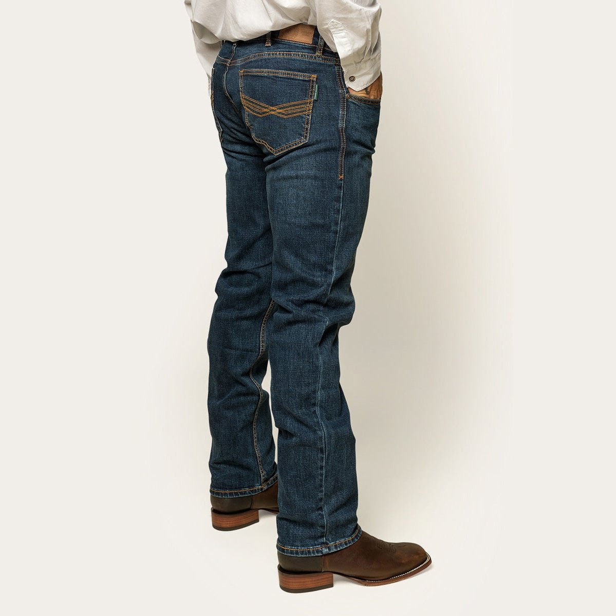 Ringers & Western Muster Mens Slim Straight Fit Mid Rise Jeans | Blue Heeler Boots