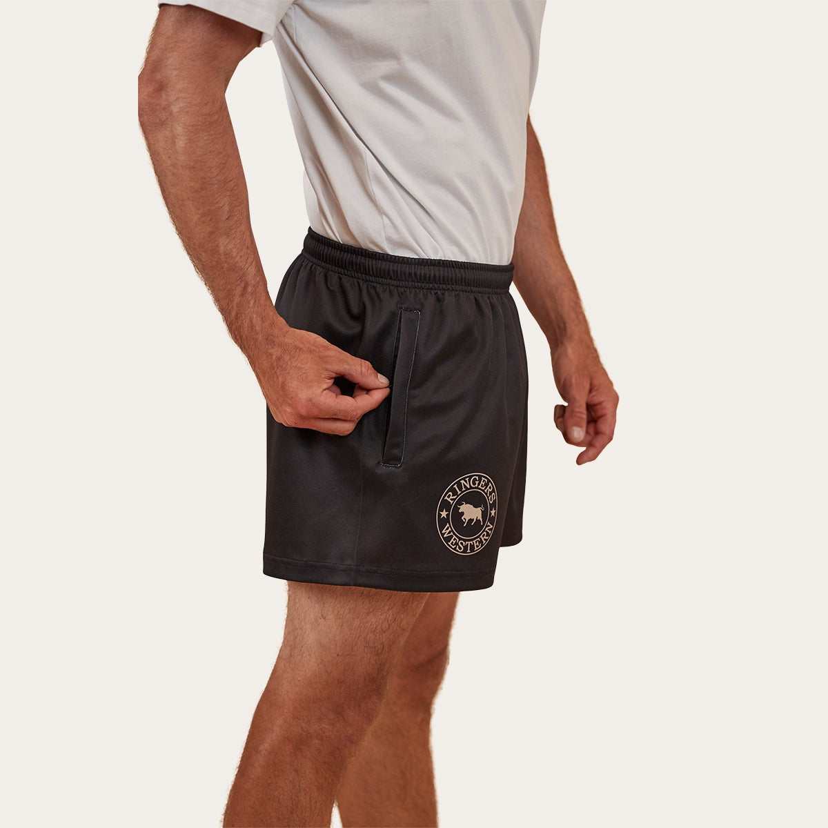 Ringers & Western Ringers Mens Footy Short - Black - 123049RW | Blue Heeler Boots