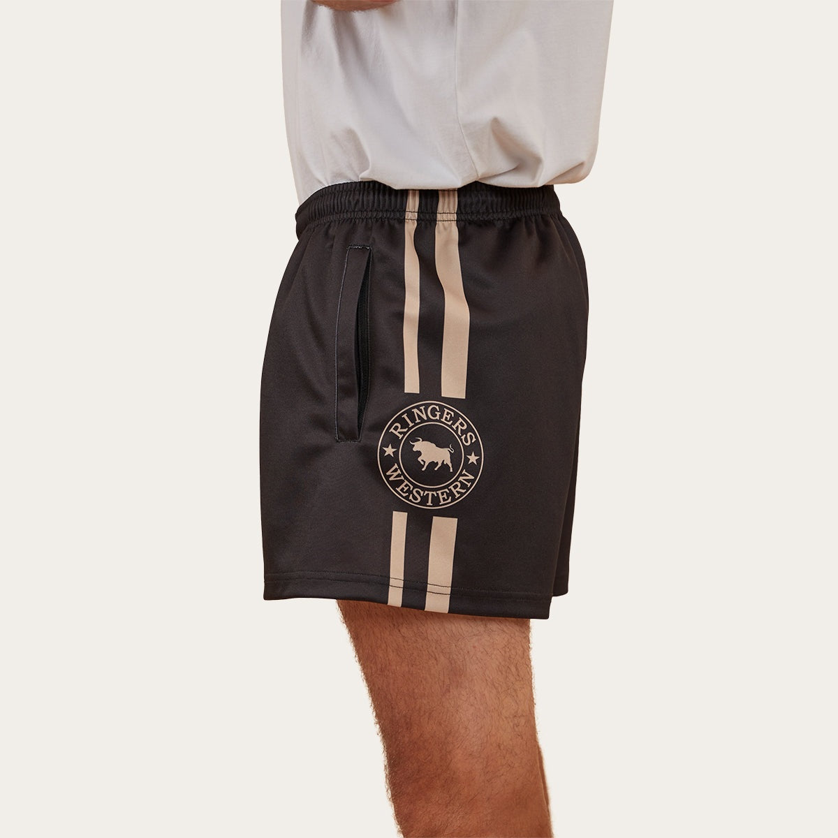 Ringers & Western Ringers Mens Footy Short - Black - 123049RW | Blue Heeler Boots