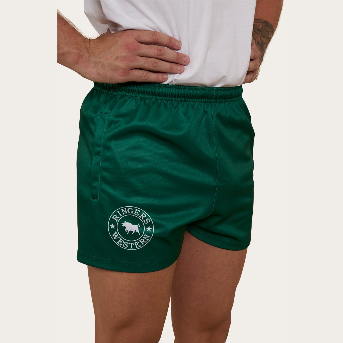 Ringers & Western Ringers Mens Footy Short - Lake Green - 123049RW | Blue Heeler Boots
