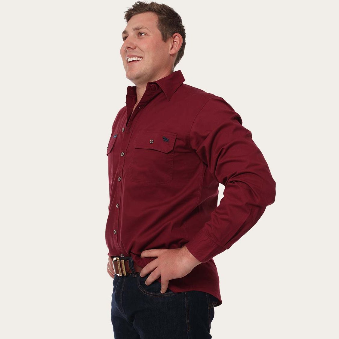 Ringers Western King River Full Button Work Shirt Burgundy - 171110001 | Blue Heeler Boots