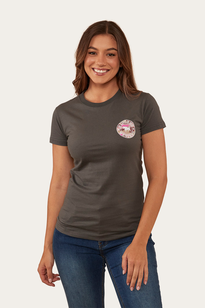 Ringers & Western Signature Bull Womens Classic Fit T Vintage Black/Pink Camo - 220016RW