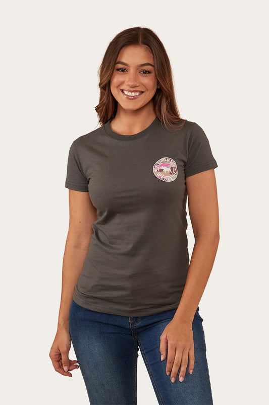 Ringers & Western Signature Bull Womens Classic Fit T Vintage Black/Pink Camo - 220016RW