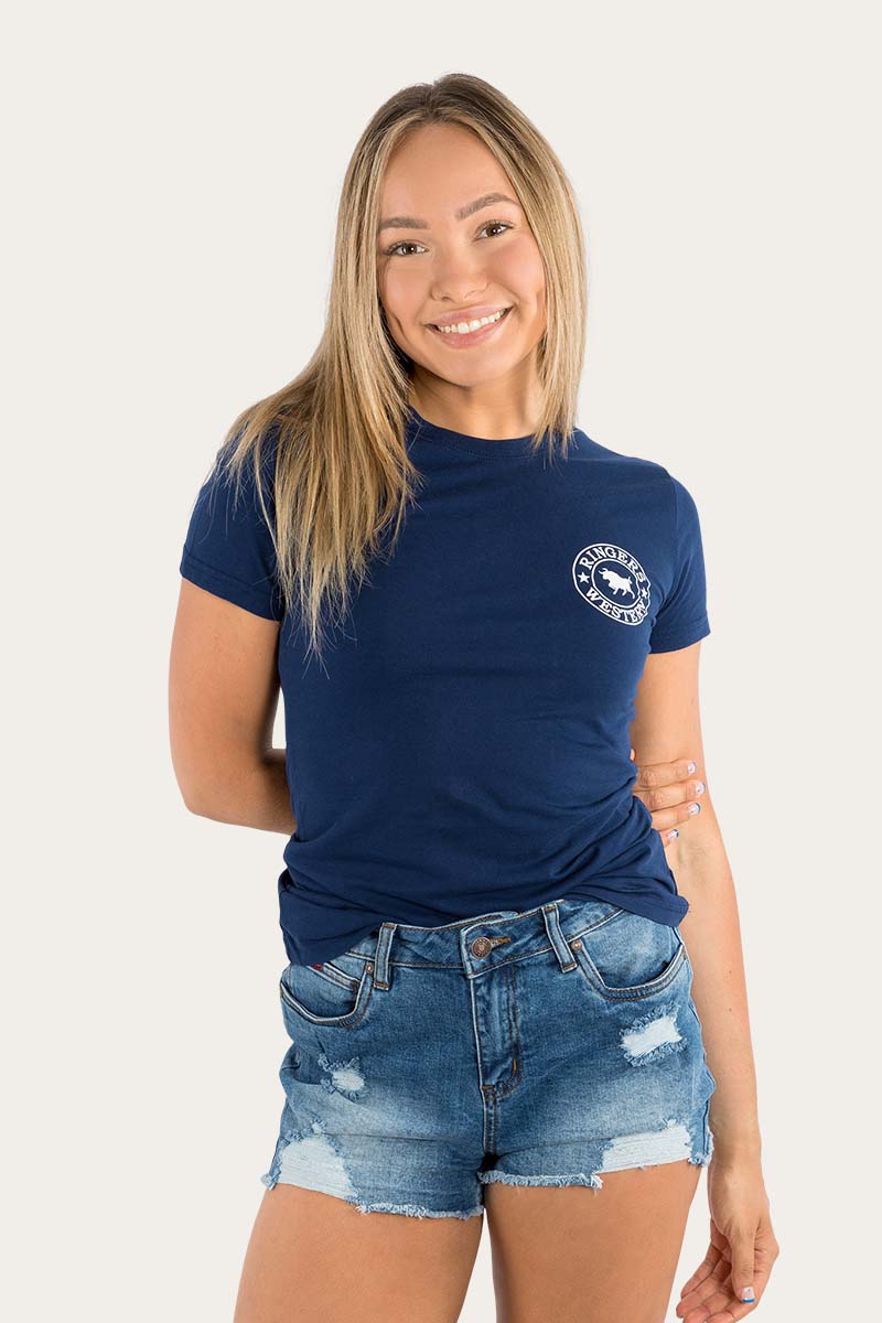 Ringers & Western Signature Bull Womens Classic Fit T Navy/White - 220016RW | Blue Heeler Boots